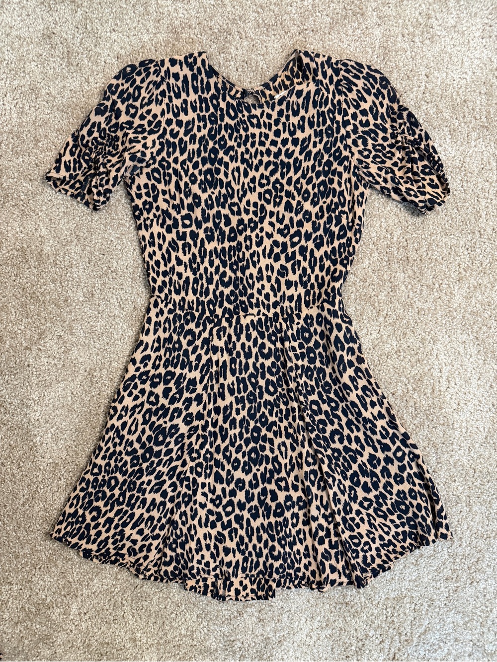 Reformation Leopard Print Mini Dress in Tan and Black